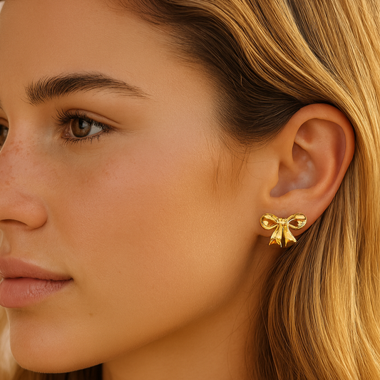 Golden Bow Studs Earrings