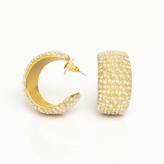 Chunky Pearl Hoops Earrings