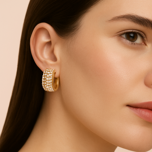 Chunky Pearl Hoops Earrings
