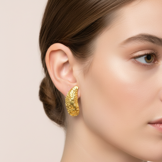Textured Lunar Studs Earrings