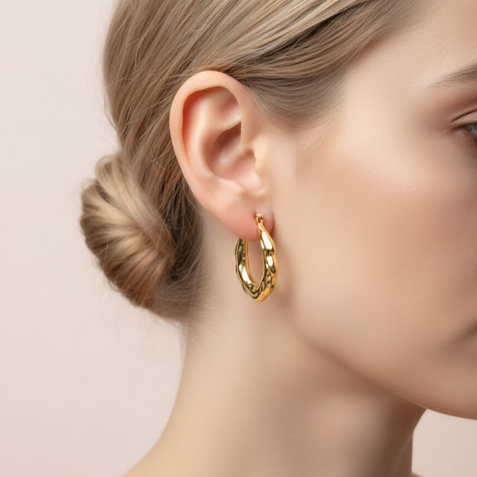 Sculptural Wave Hoops Earrings