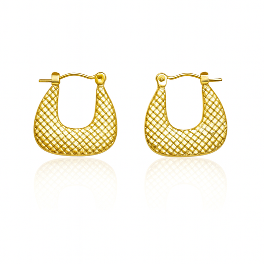 Golden Waffle Hoops Earrings