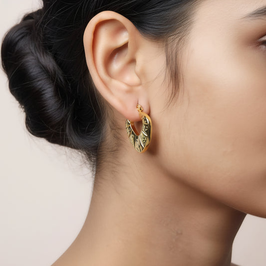 Golden Panel Hoops Earrings