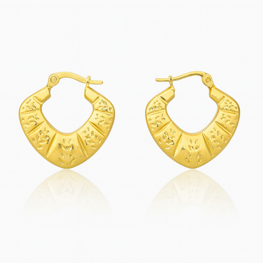 Golden Panel Hoops Earrings