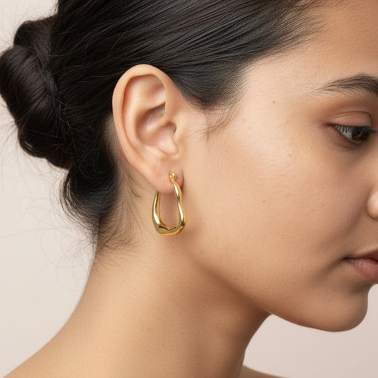 Molten Gold Hoops Earrings