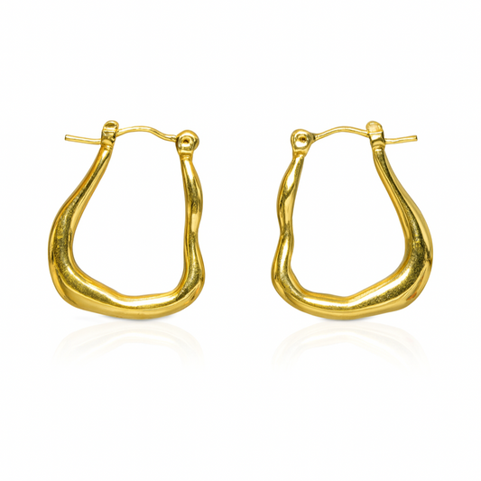 Molten Gold Hoops Earrings