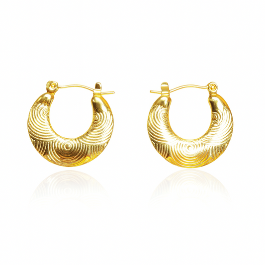 Golden Ripple Hoops Earrings