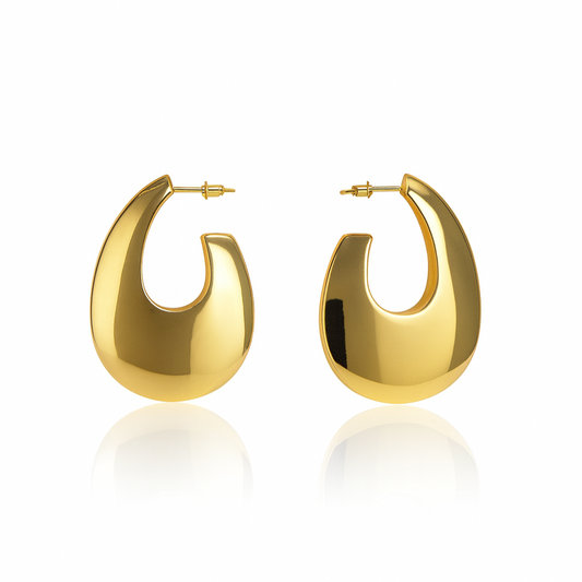 Puffy Gold Hoops Earrings