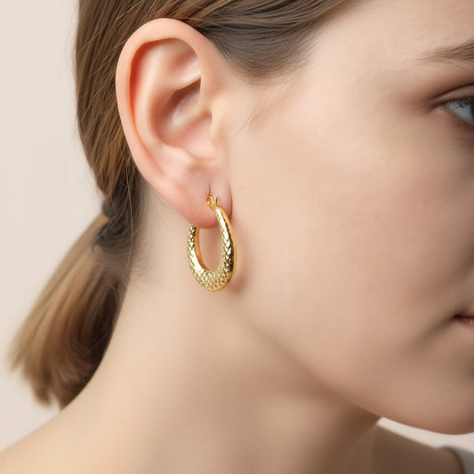 Golden Dragon Scale Hoops Earrings