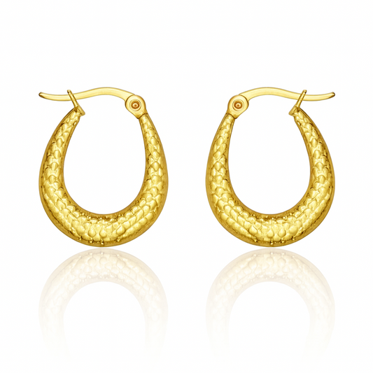 Golden Dragon Scale Hoops Earrings