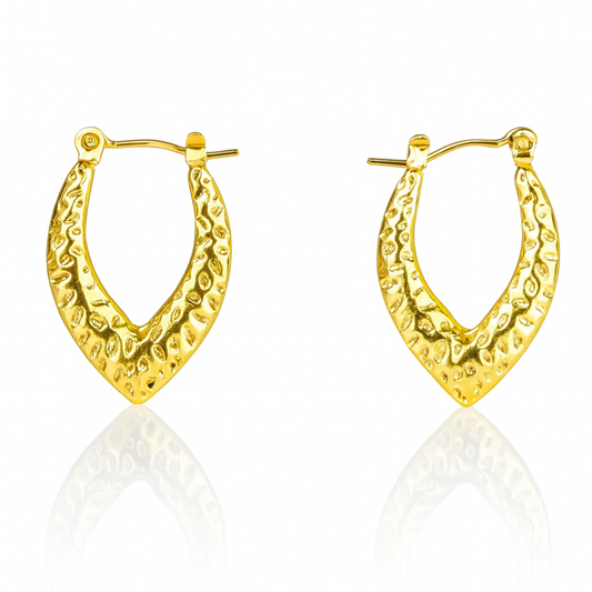 Textured Marquise Hoops Earrings