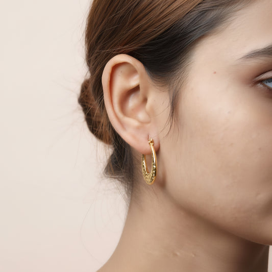 Golden Meteorite Hoops Earrings
