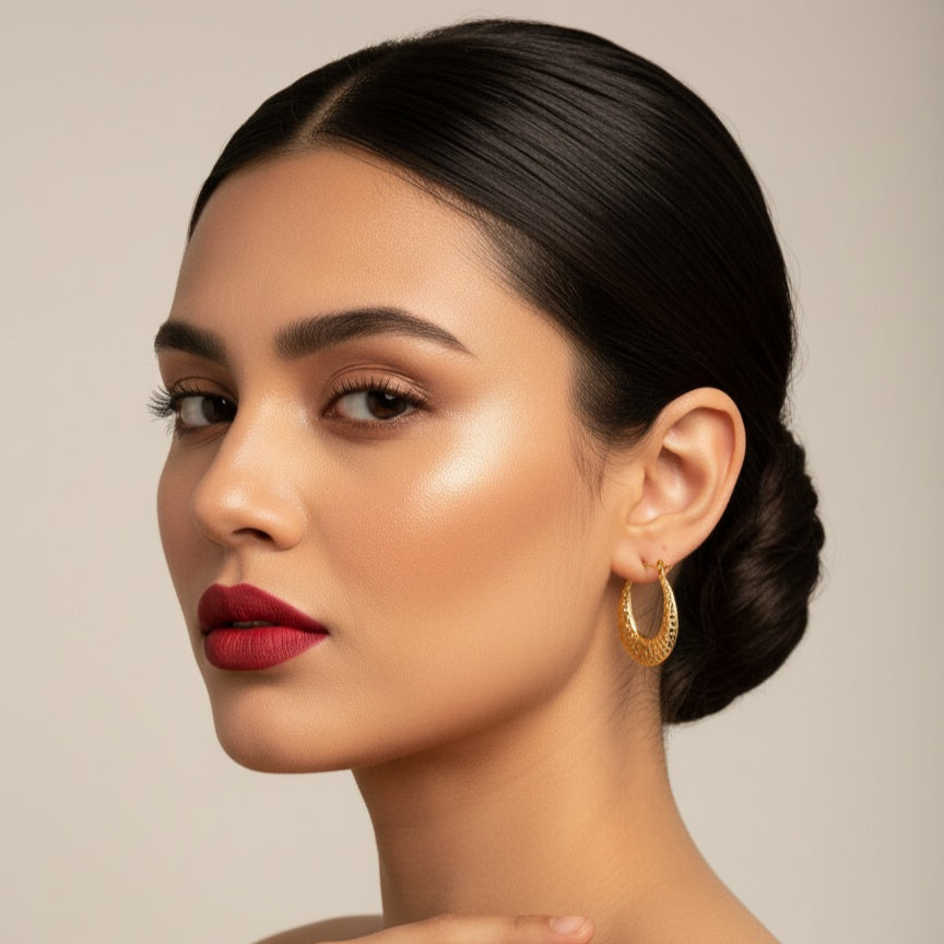 Golden Meteorite Hoops Earrings