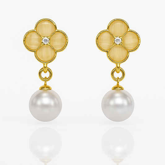 Golden Clover Drop Earrings