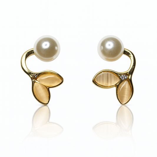 Pearl Vine Leaf Earrings