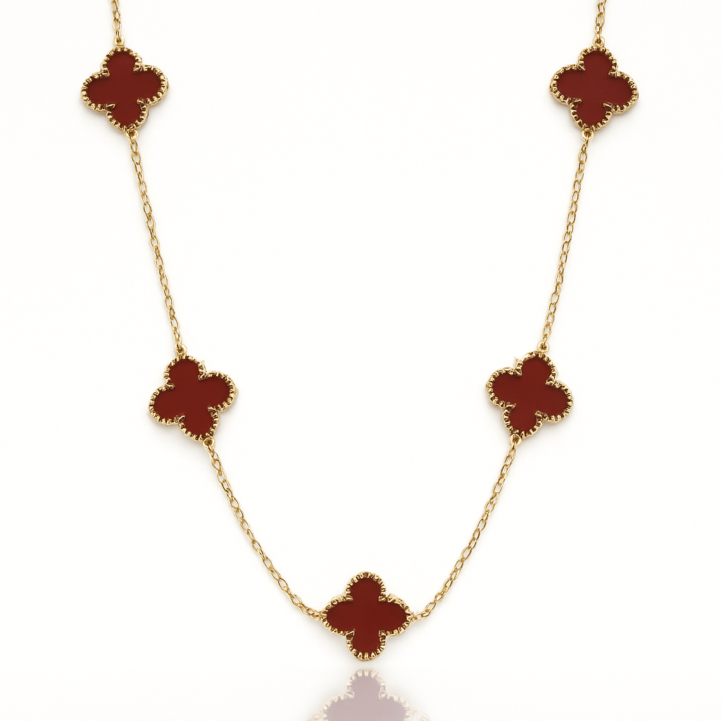 Maroon Clover Gleam Necklace