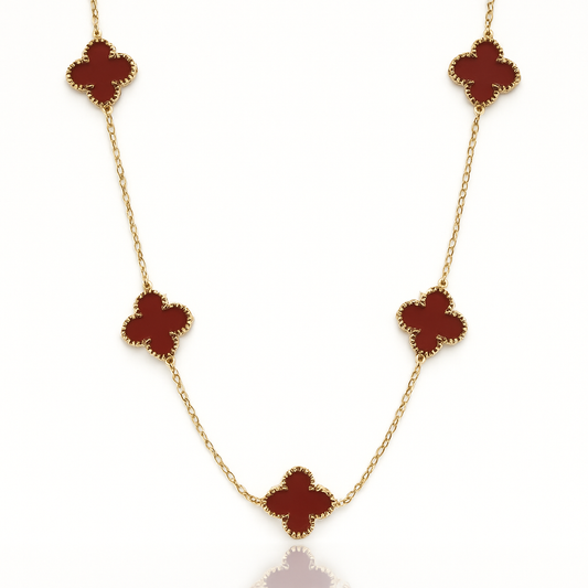 Maroon Clover Gleam Necklace
