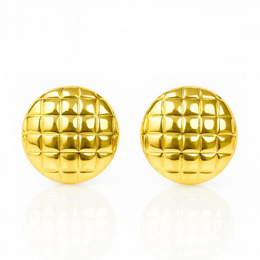 Quilted Gold Disc Earrings