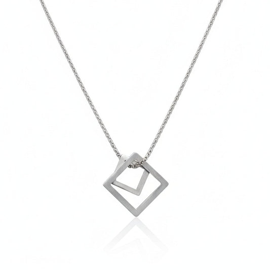 Silver Intersecting Square Necklace